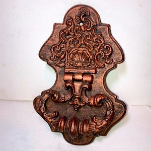 Ornate Door Knocker Cast iron Scroll shell design bronze tone paint 9" x 6"